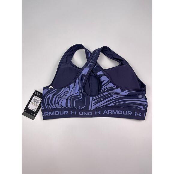 NWT Under Armour UA Crossback Mid Sports Bra 1X Navy Blue Purple Print - Picture 2 of 10